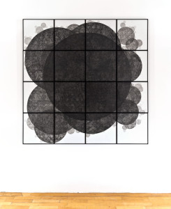 Weg vom Rand 1, 2018, Graphite, 16 Parts, 144 x 144 cm